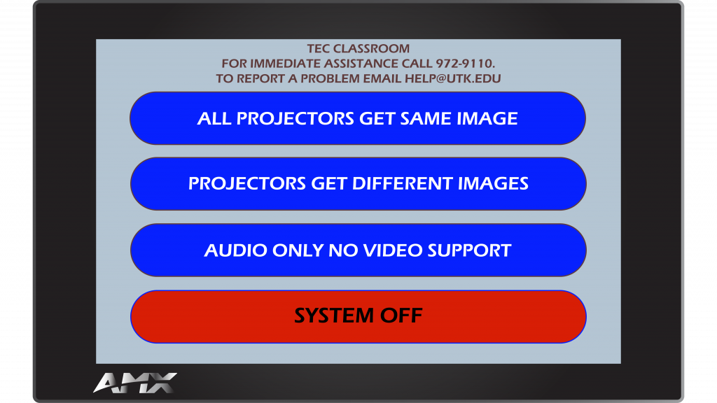 AMX Style 11 Main Screen