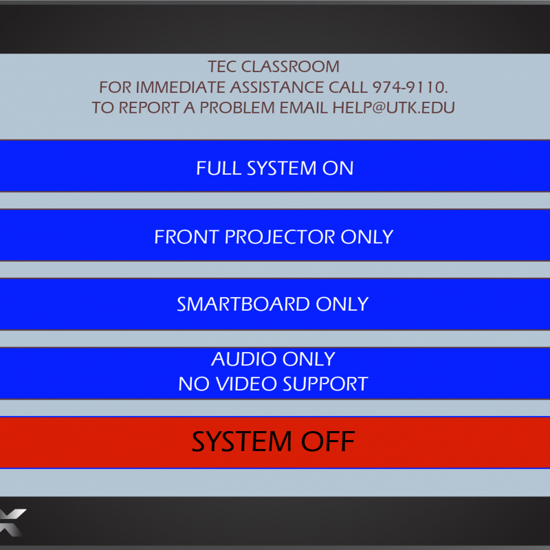 AMX Style 36 Main Screen