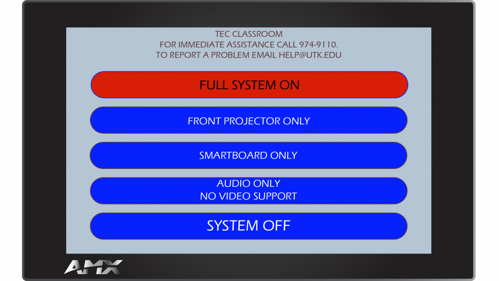 AMX Style 40 Main Screen