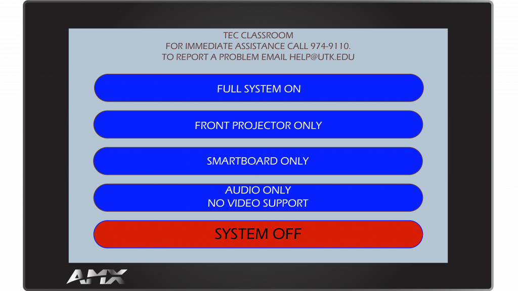 AMX Style 6 Main Screen