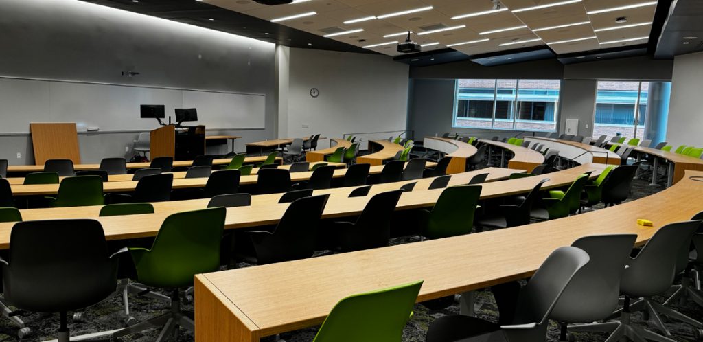 ANR room 103 with amphitheatre seating facing the main podium.