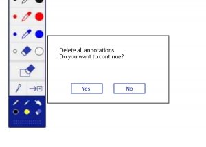 Image showing the pop-up menu saying: "Delete all annotations. Do you want to continue? Yes or No"