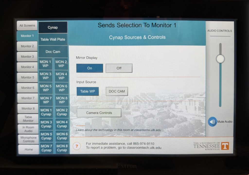 photo of control panel menus