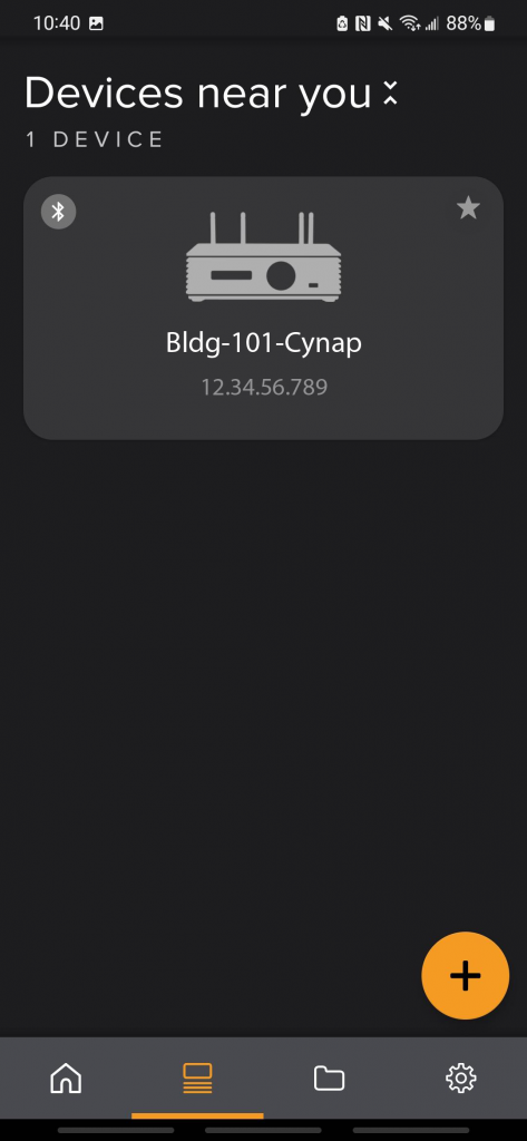 Devices near you: 1 Device Bldg-101-Cynap 12.34.56.789