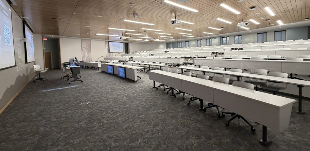 Nursing 209 has tiered seating facing projector