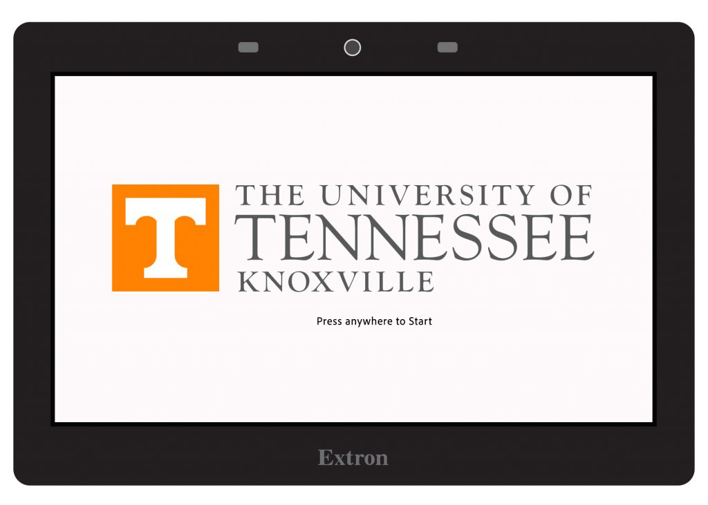 Zeanah control panel main screen showing University of Tennessee, Knoxville logo. Tap screen to get to menu.