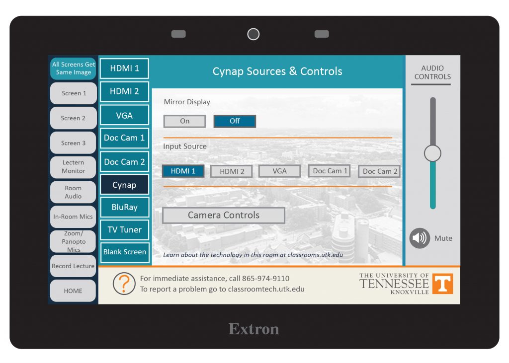 Style 3 control panel. with cynap page highlighted