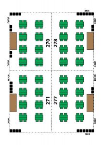seating diagram of Zeanah rooms 270, 271, 277, and 278.