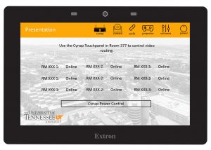 Zeanah Control Panel showing presentation mode